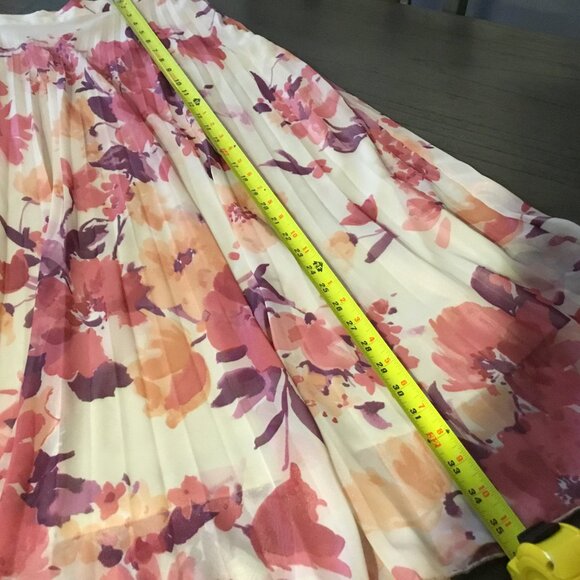 Zara Floral Chiffon Maxi Skirt – Pleated, Blush Pink Boho Beauty Size M - Picture 6 of 6